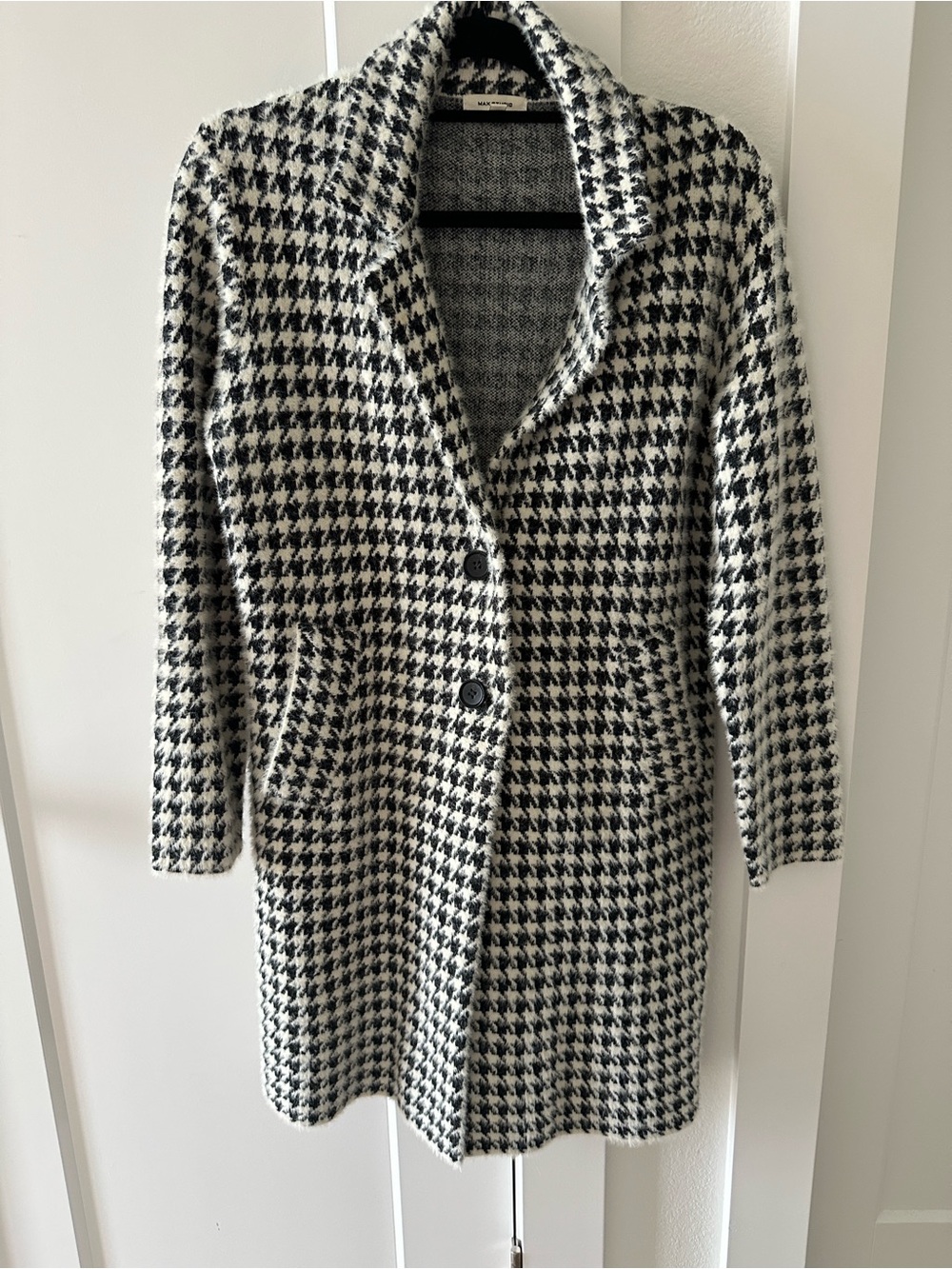Max Studio Black & White Houndstooth Coat